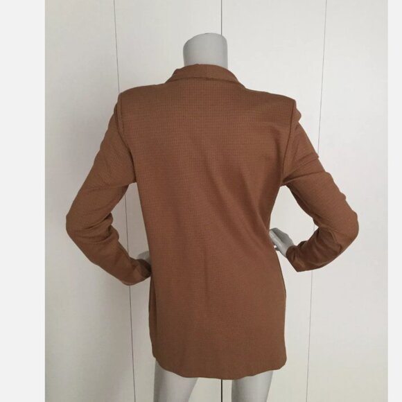 ICHI Brown and Black Straight Blazer, pockets on the front, XS - Picture 5 of 12